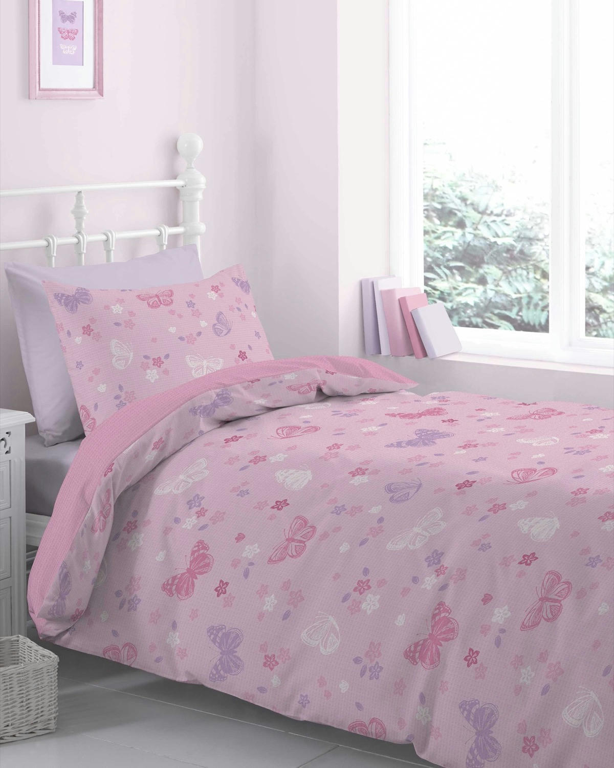 Butterfly Print Waffle Duvet Set