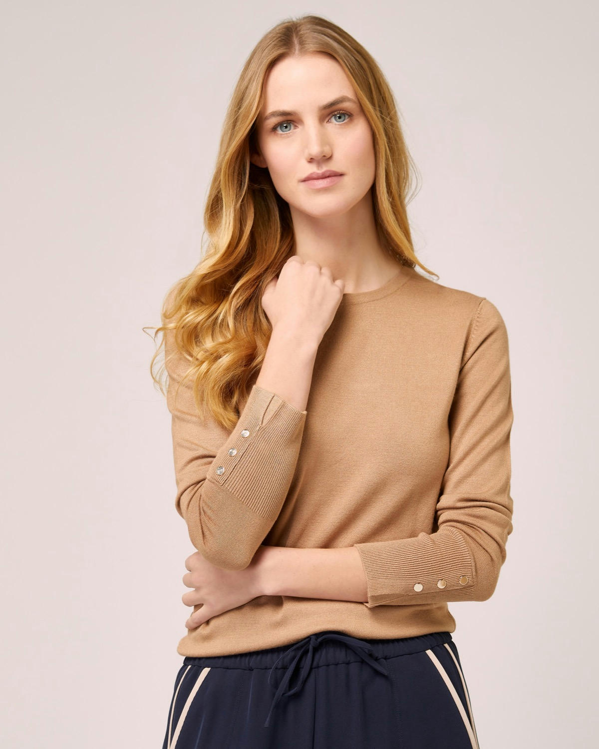 Crew Neck Button Detail Jumper