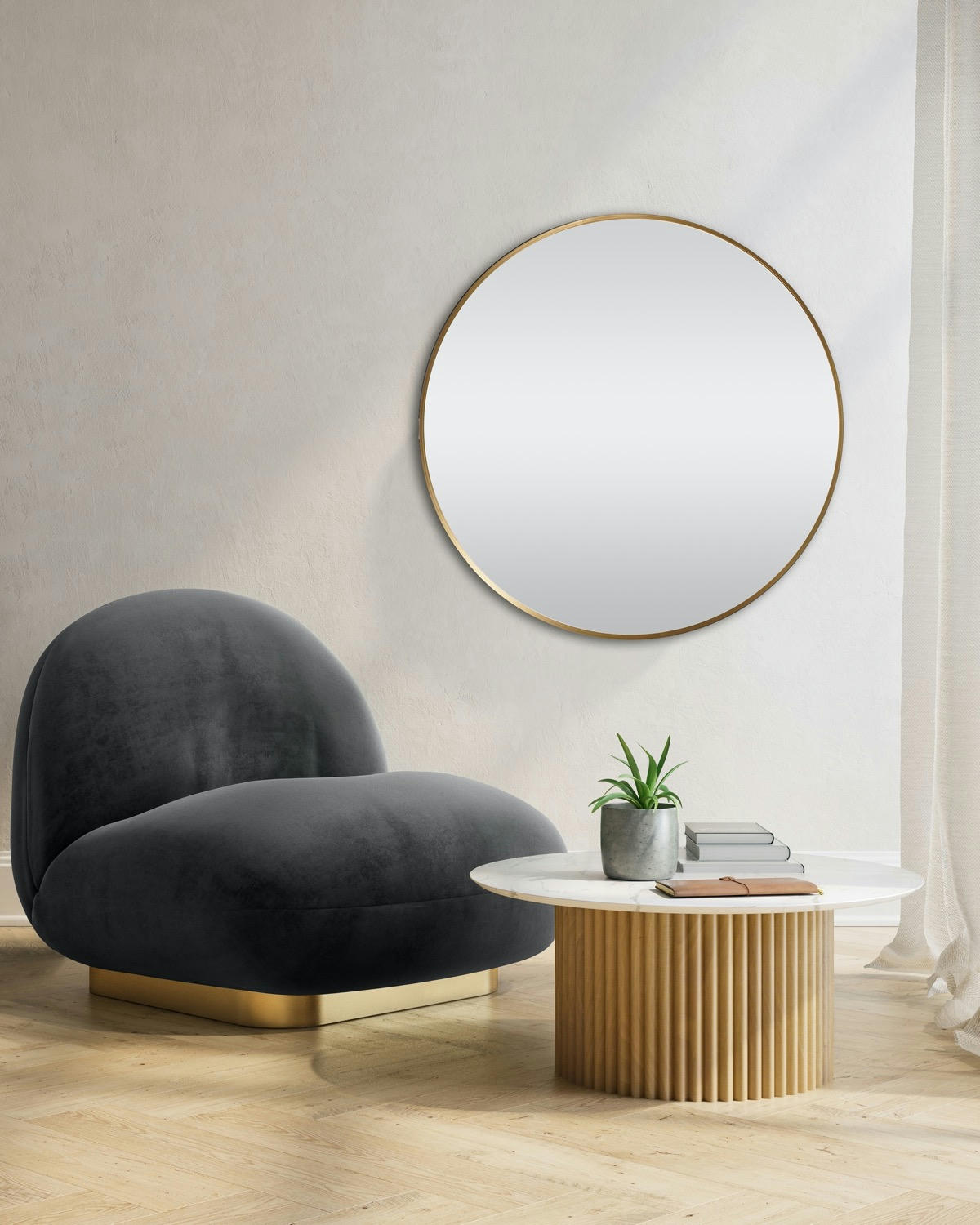Framed Round Mirror