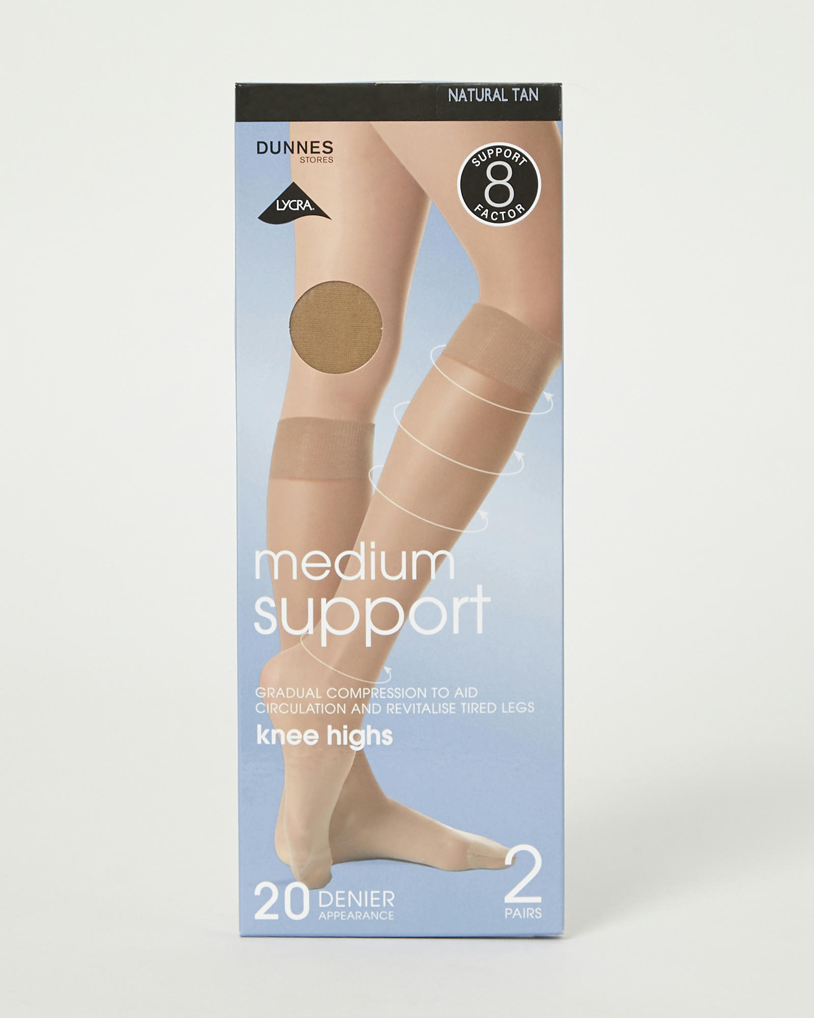 20 Denier Medium Support Knee Highs - Pack Of 2