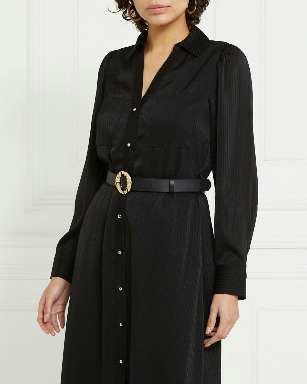 Gallery Stripe Belted Shirt Dress