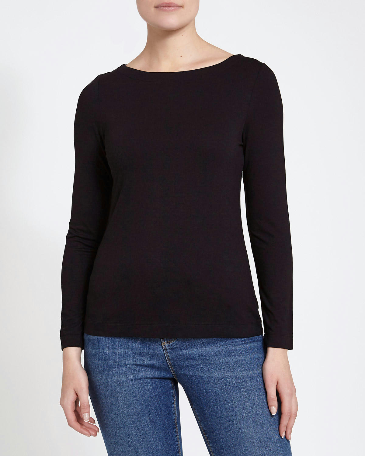 Long-Sleeved Boat Neck Top