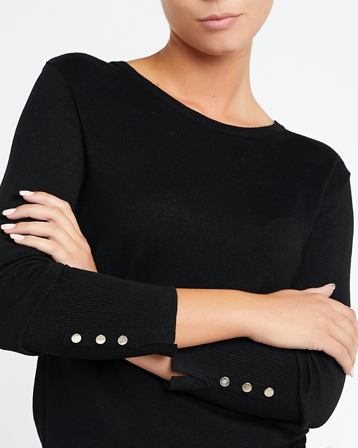 Crew Neck Button Detail Jumper