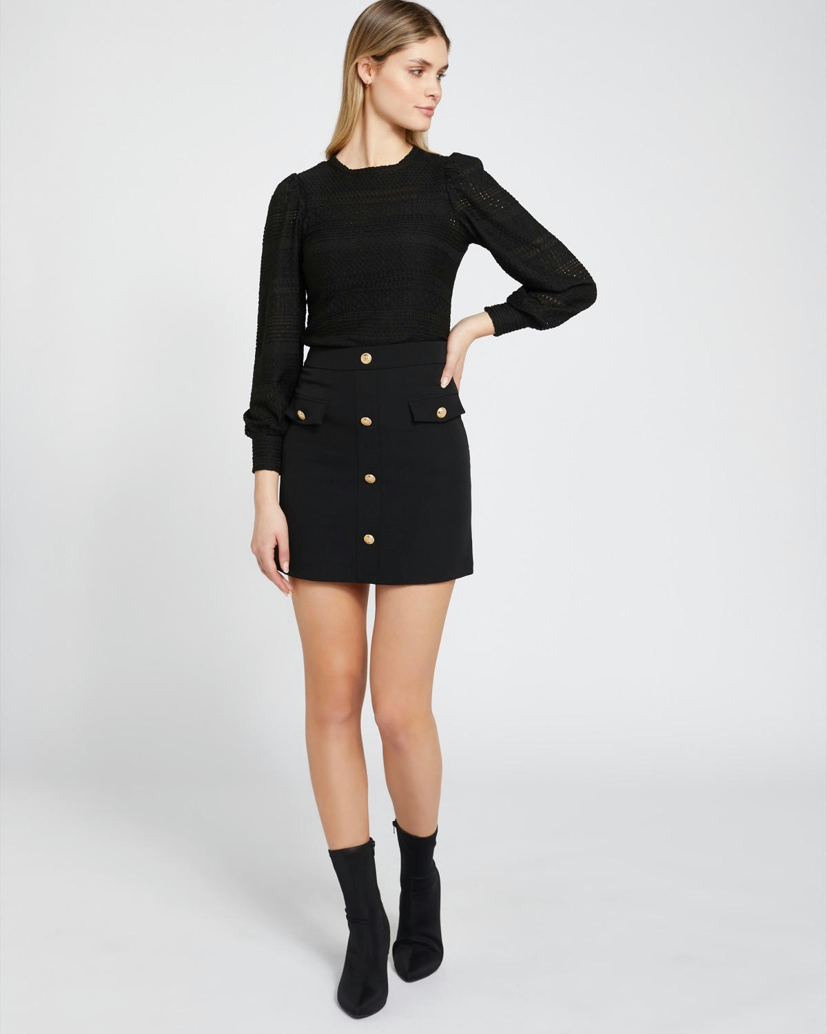 Savida Cara Button Mini Skirt