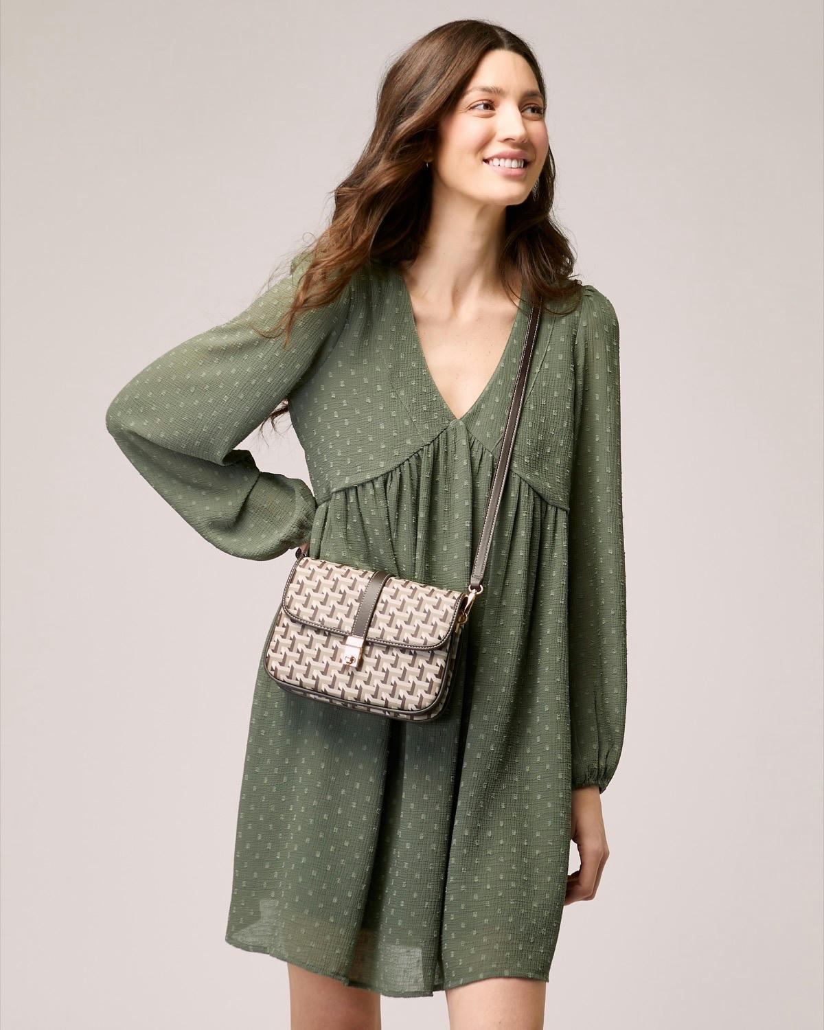Khaki Dobby Tunic Dress