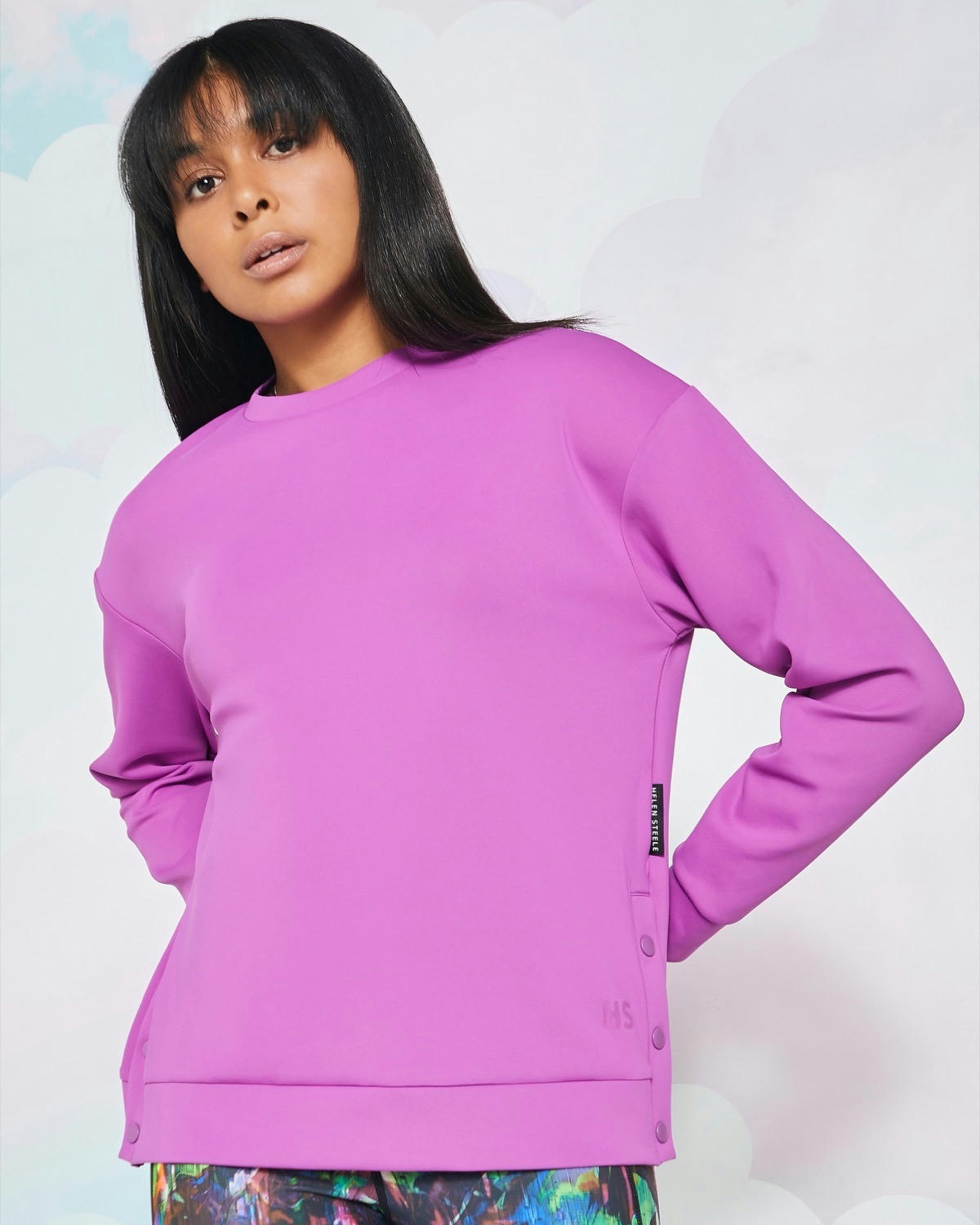 Helen Steele Purple Scuba Side Snap Sweater