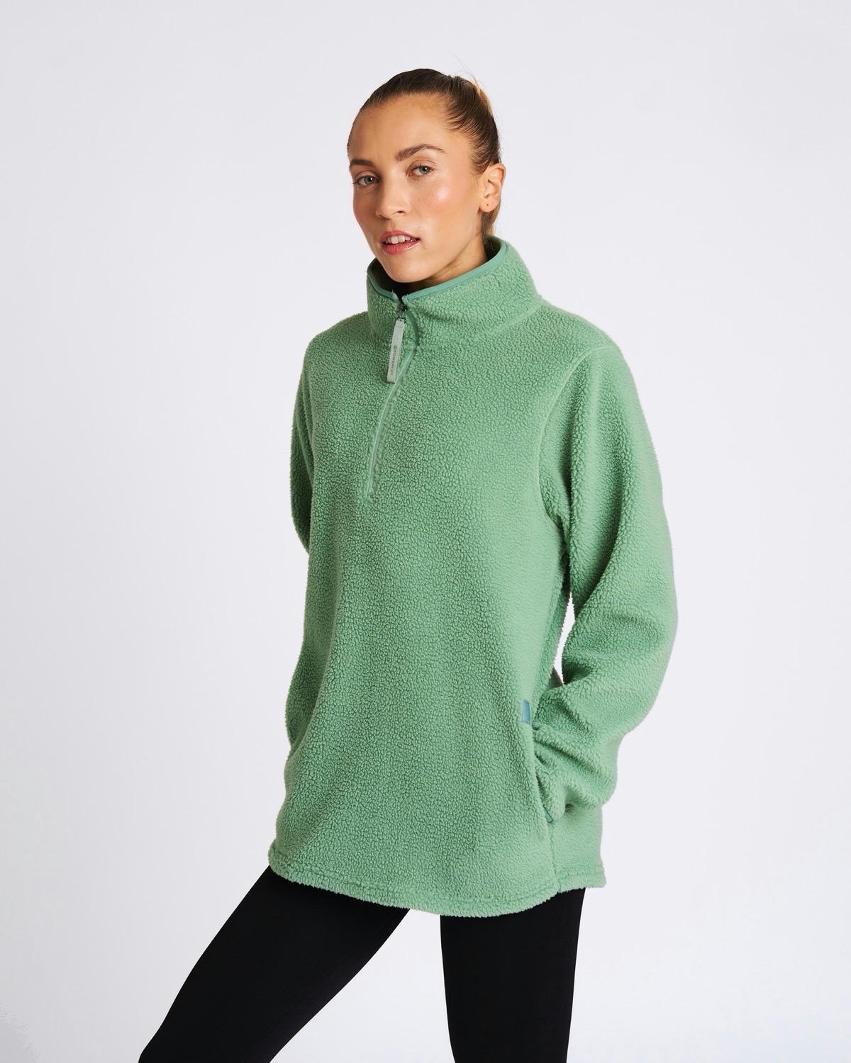 Powercut Ascend Quarter Zip Fleece In Mineral Green