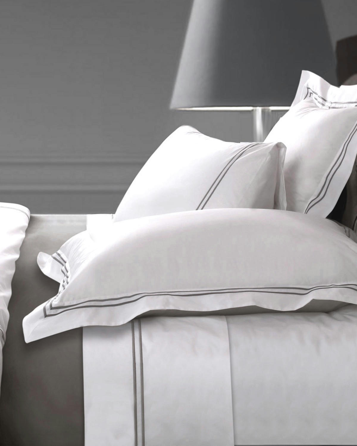 Francis Brennan the Collection Grey King Double Stripe Oxford Pillowcase