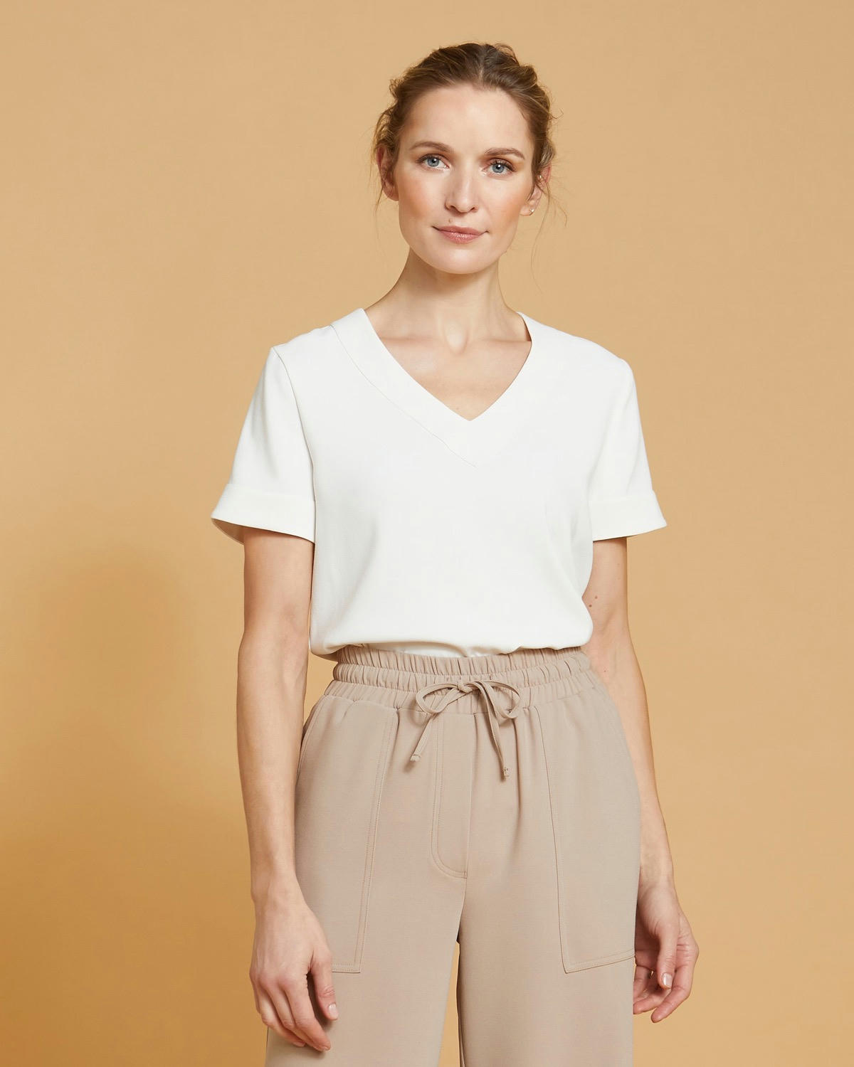 Paul Costelloe Living Studio Ivory Shell V-Neck Top