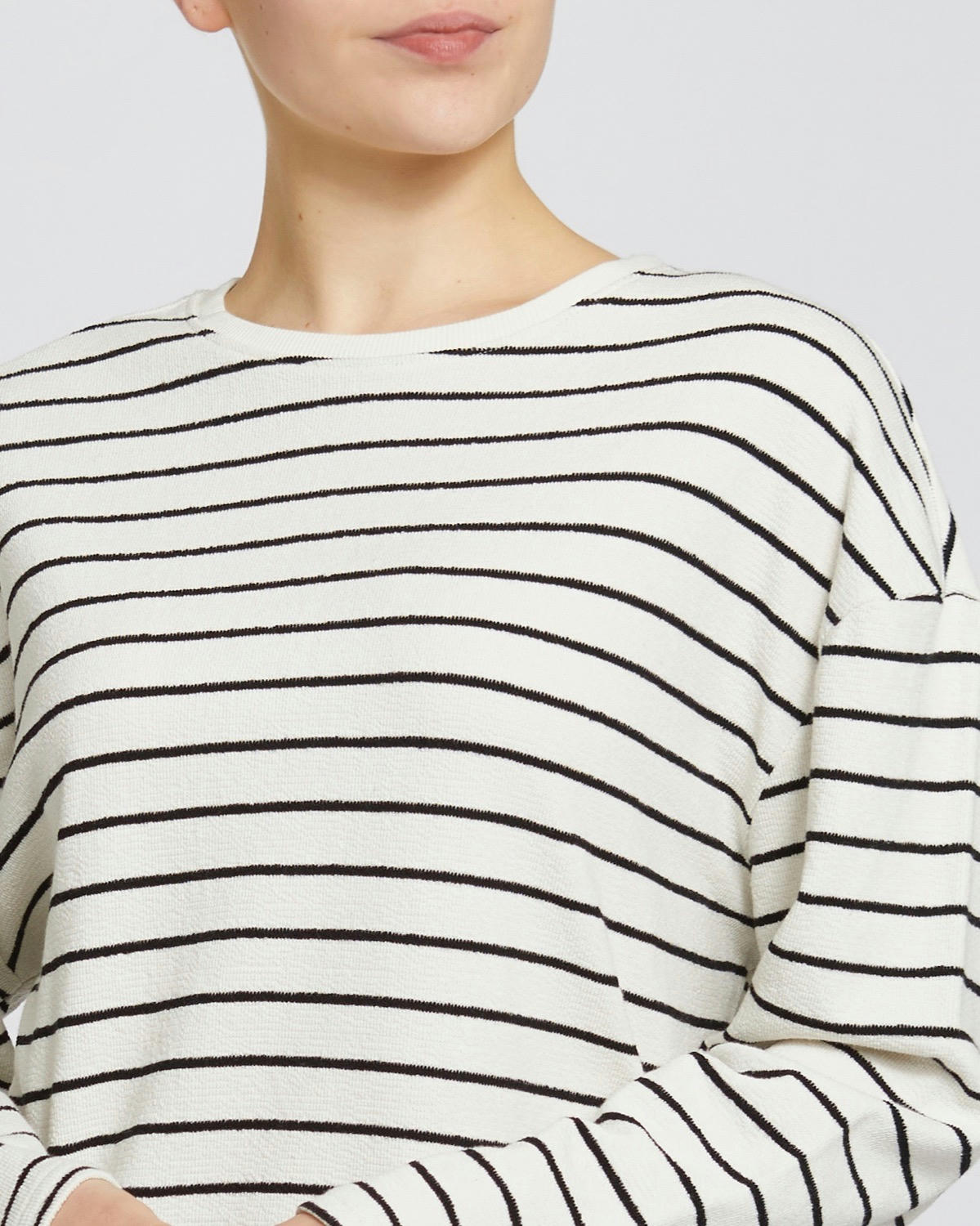 Textured Stripe Long-Sleeved Top