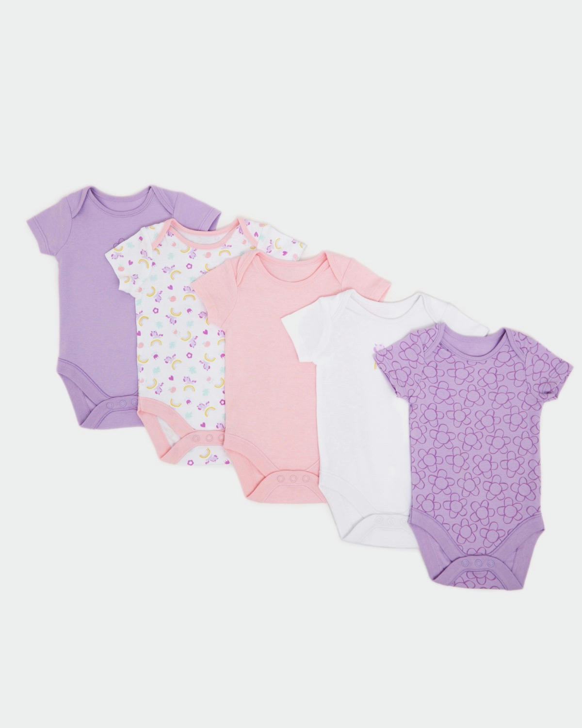 Cotton Short-Sleeved Bodysuits - Pack Of 5 (Newborn-3 Years)