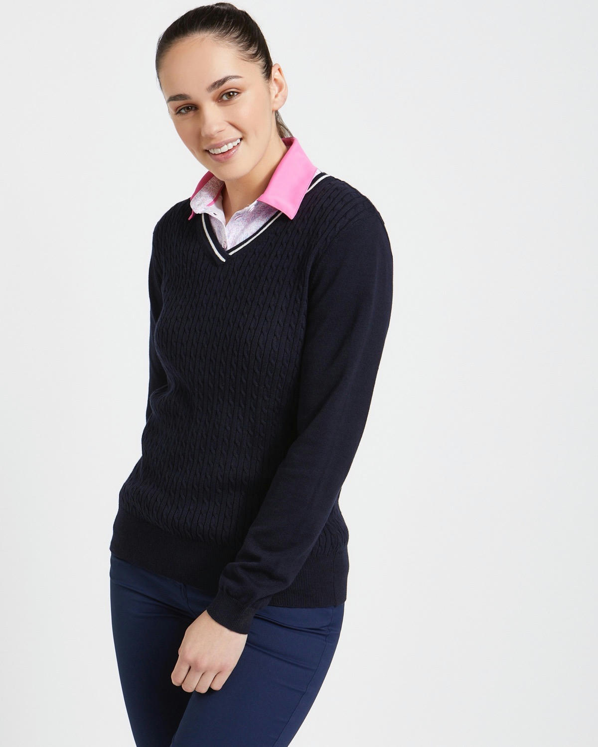 Pádraig Harrington Golf Navy Cable Knit Jumper