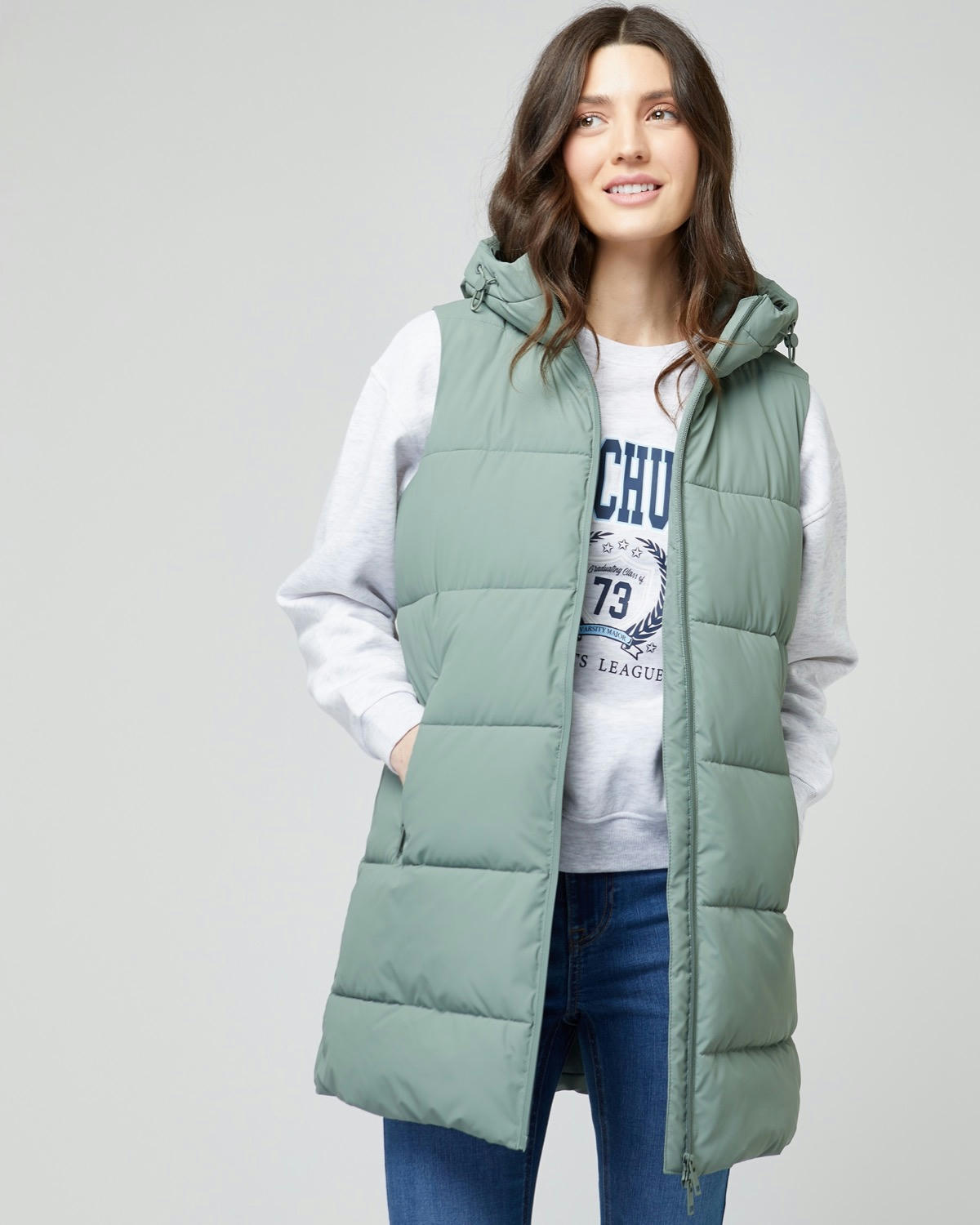 Padded Hooded Midi Gilet