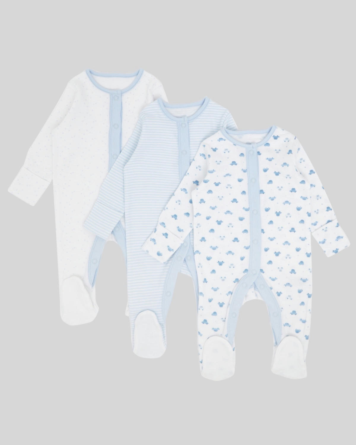 Pure Cotton Sleepsuits - Pack Of 3 (Newborn-23 Months)