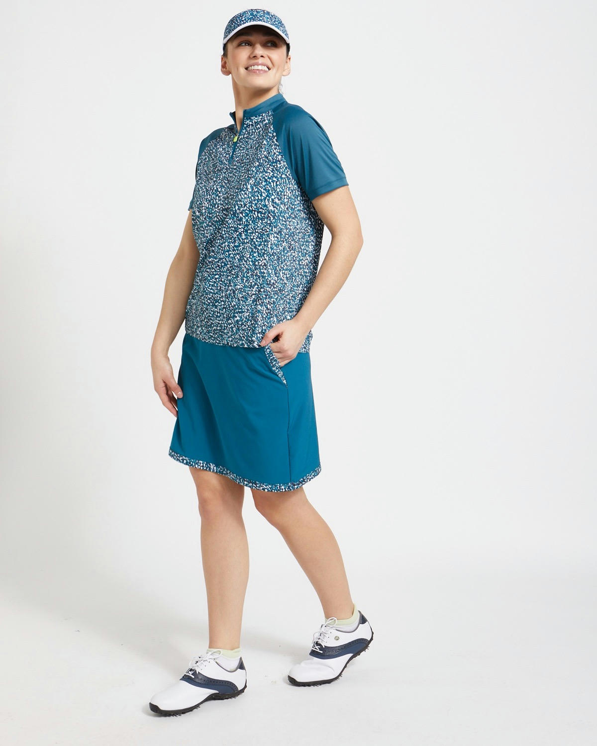 Pádraig Harrington Golf Teal Blurry Print Polo Shirt