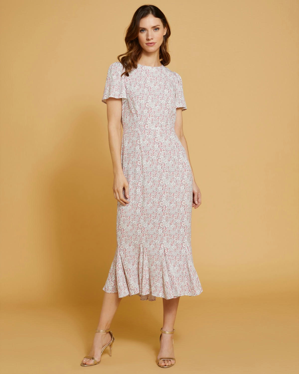Paul Costelloe Living Studio Printed Fluted Hem Midi Dress