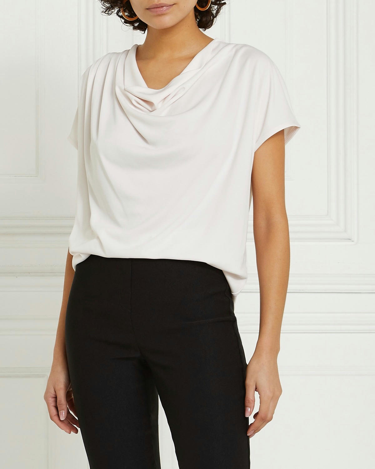 Gallery Cowl Neck Cap Sleeve Top