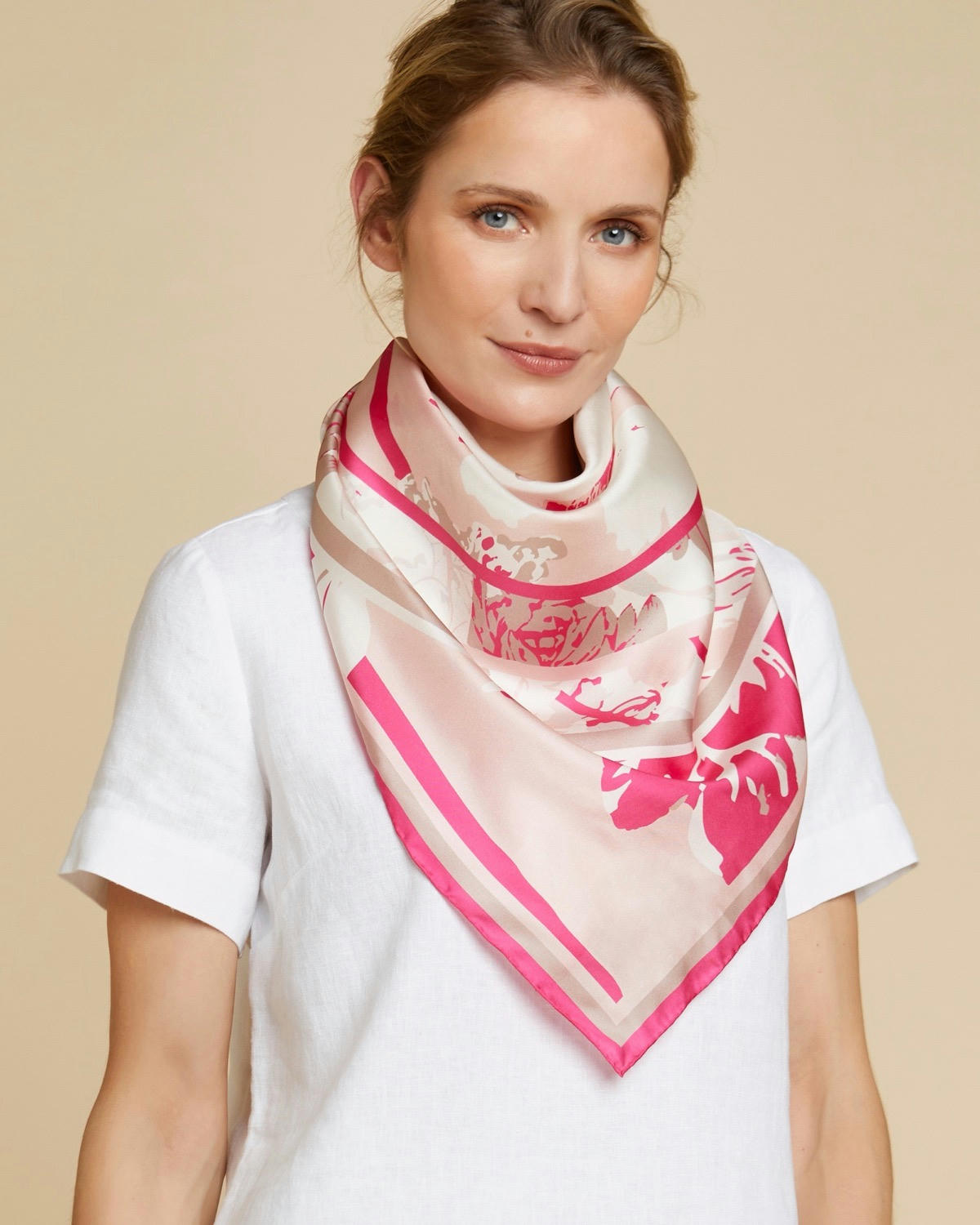 Paul Costelloe Living Studio Pink Floral Silk Scarf