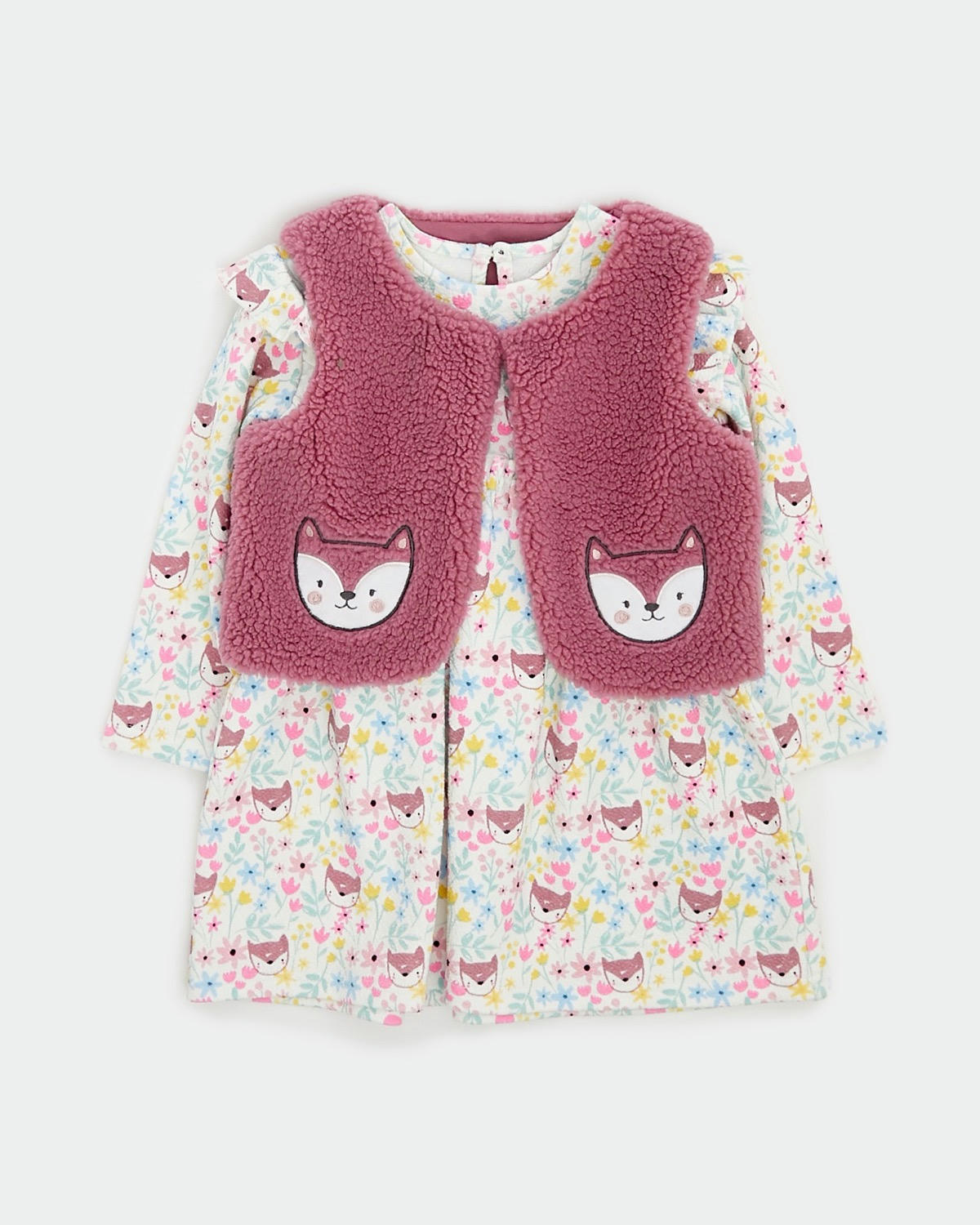 Borg Gilet And Dress Set (6 months-4 years)