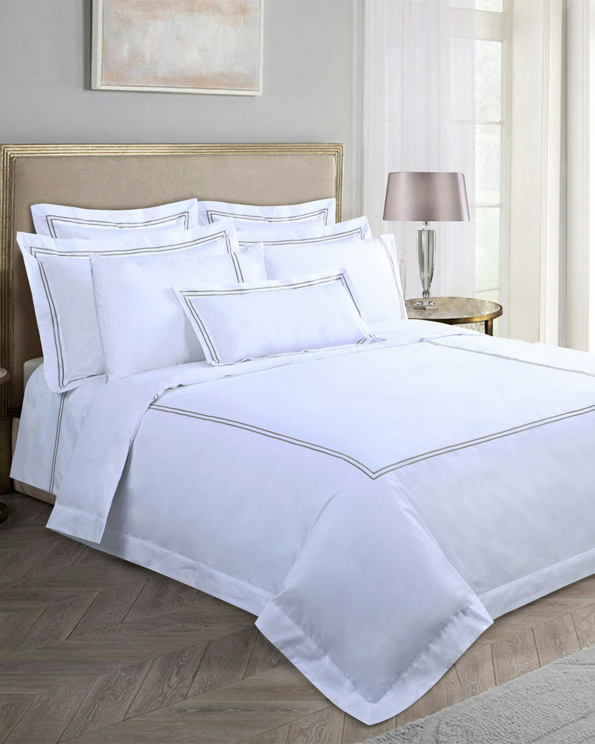 Francis Brennan the Collection Mink Double Stripe Duvet Cover