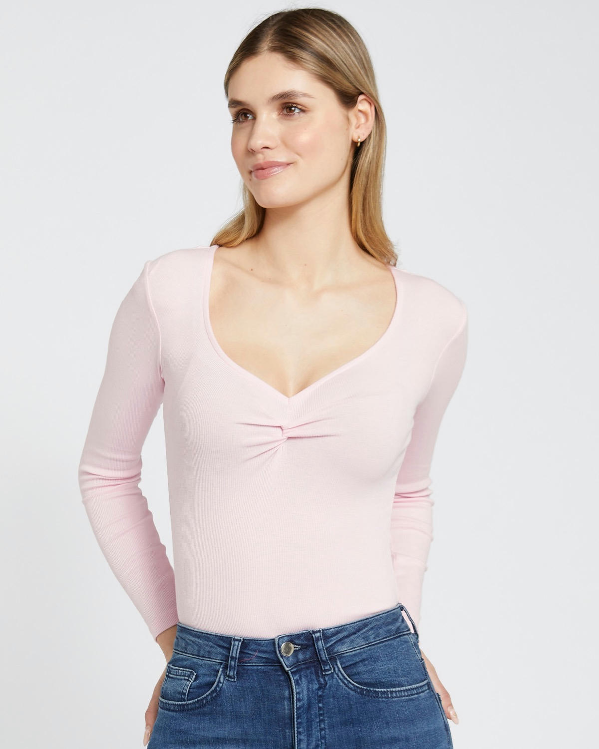 Savida Cara Twist Front Ribbed Top