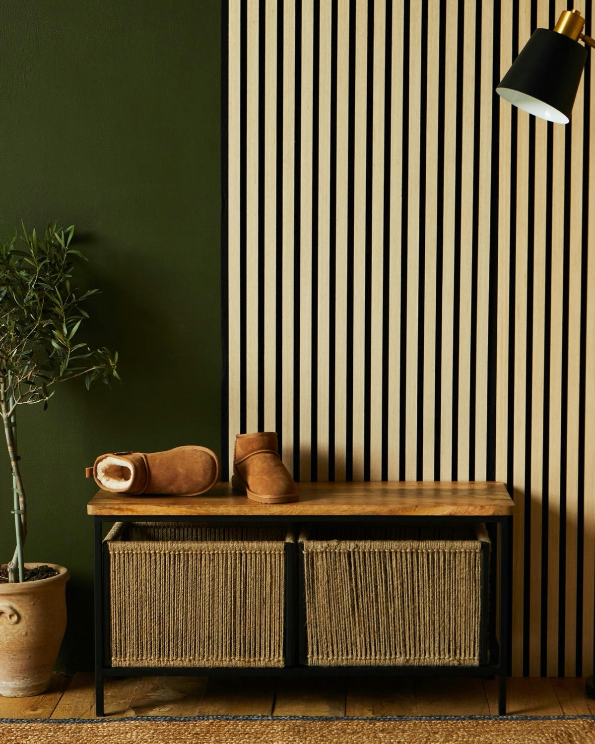 Helen James Considered Bench With Baskets