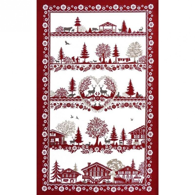 Chalets enchant&eacute;s tea towel