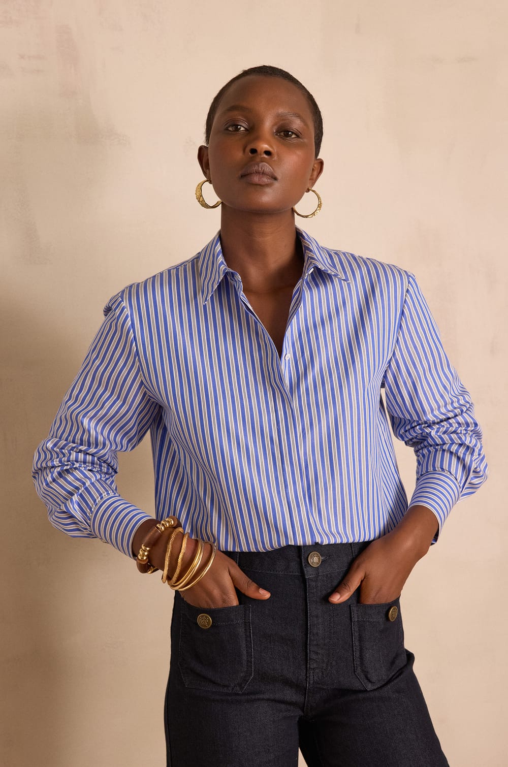ESMERALDA 100% cotton striped shirt