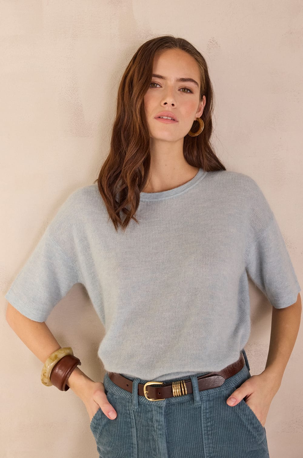 Short-sleeved jumper in mohair and wool PAOLO BIS