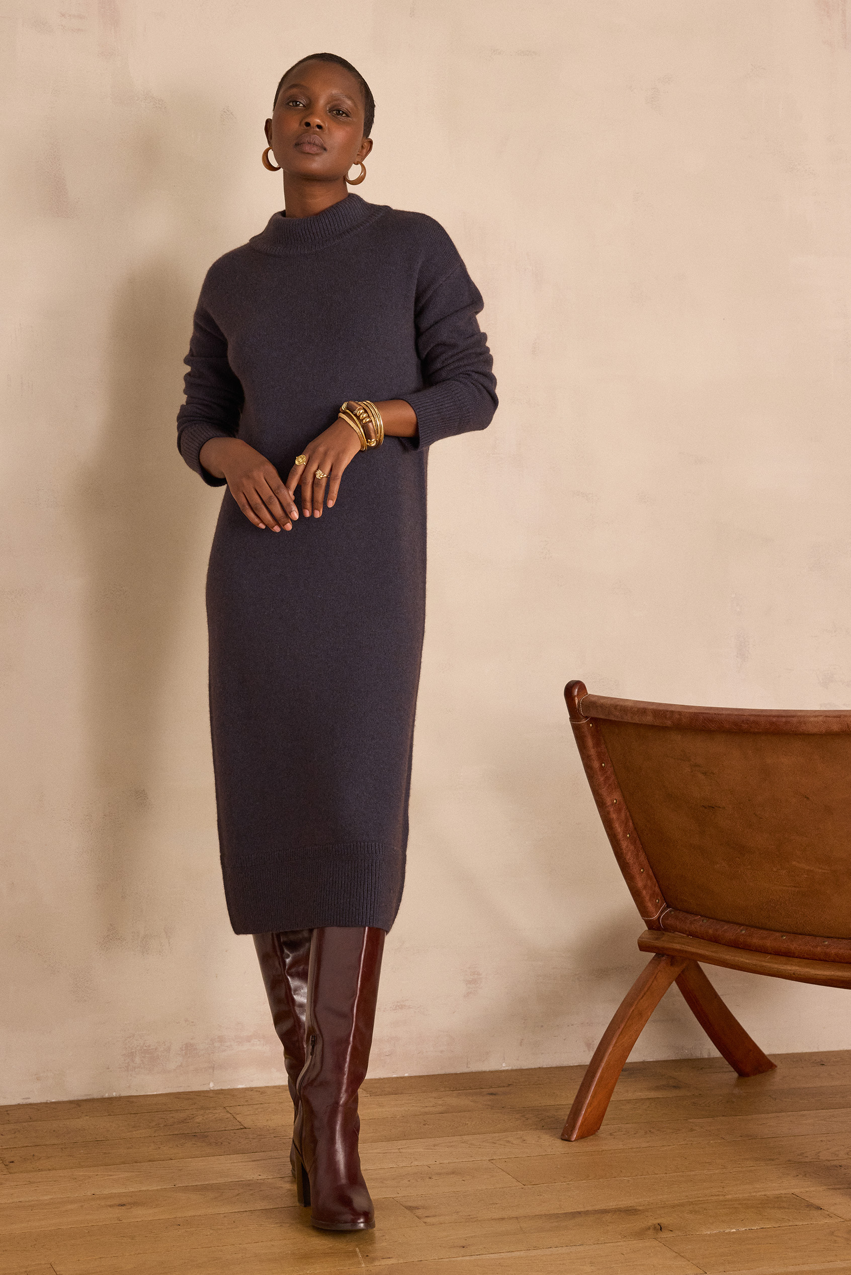 ROXANA straight wool dress