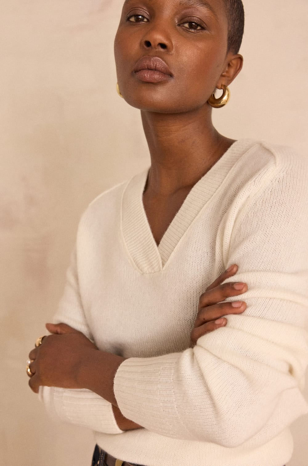 BRYTON 100% cashmere 4-ply V-neck jumper