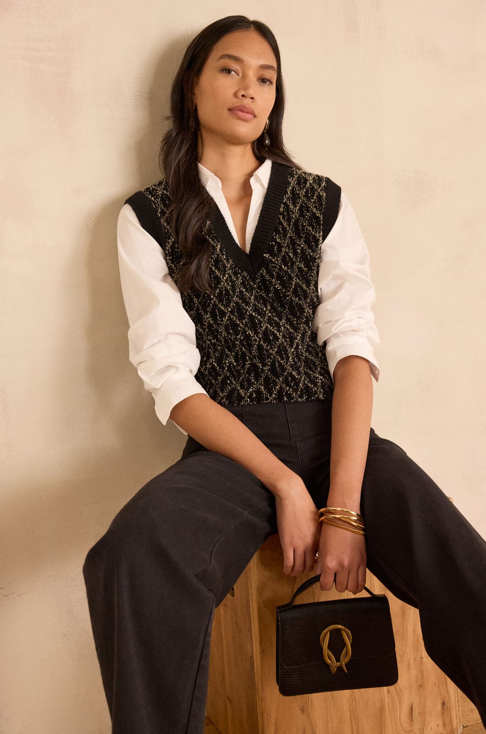 BAXTER sleeveless V-neck jumper