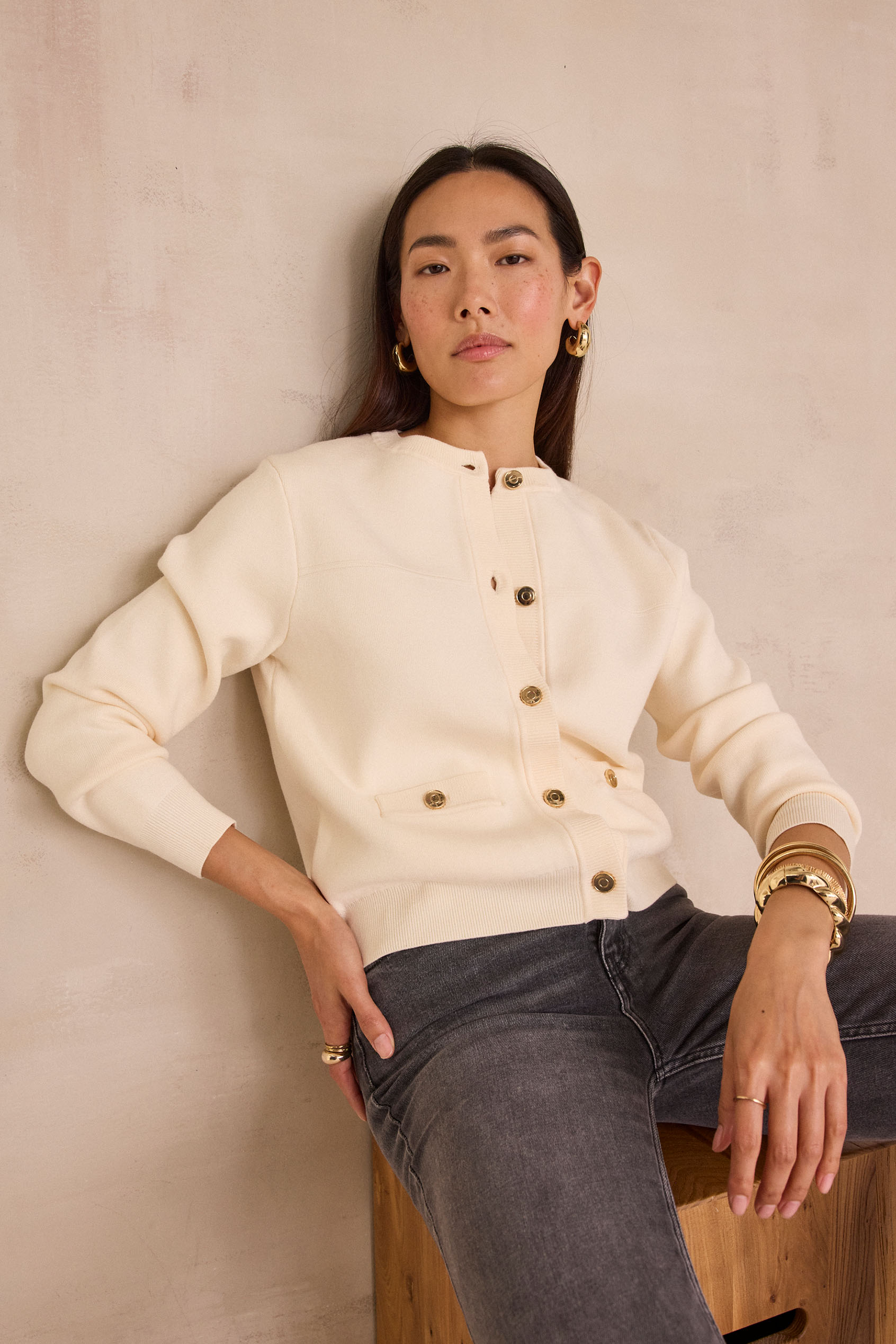 Cardigan with visible seams PETERSON