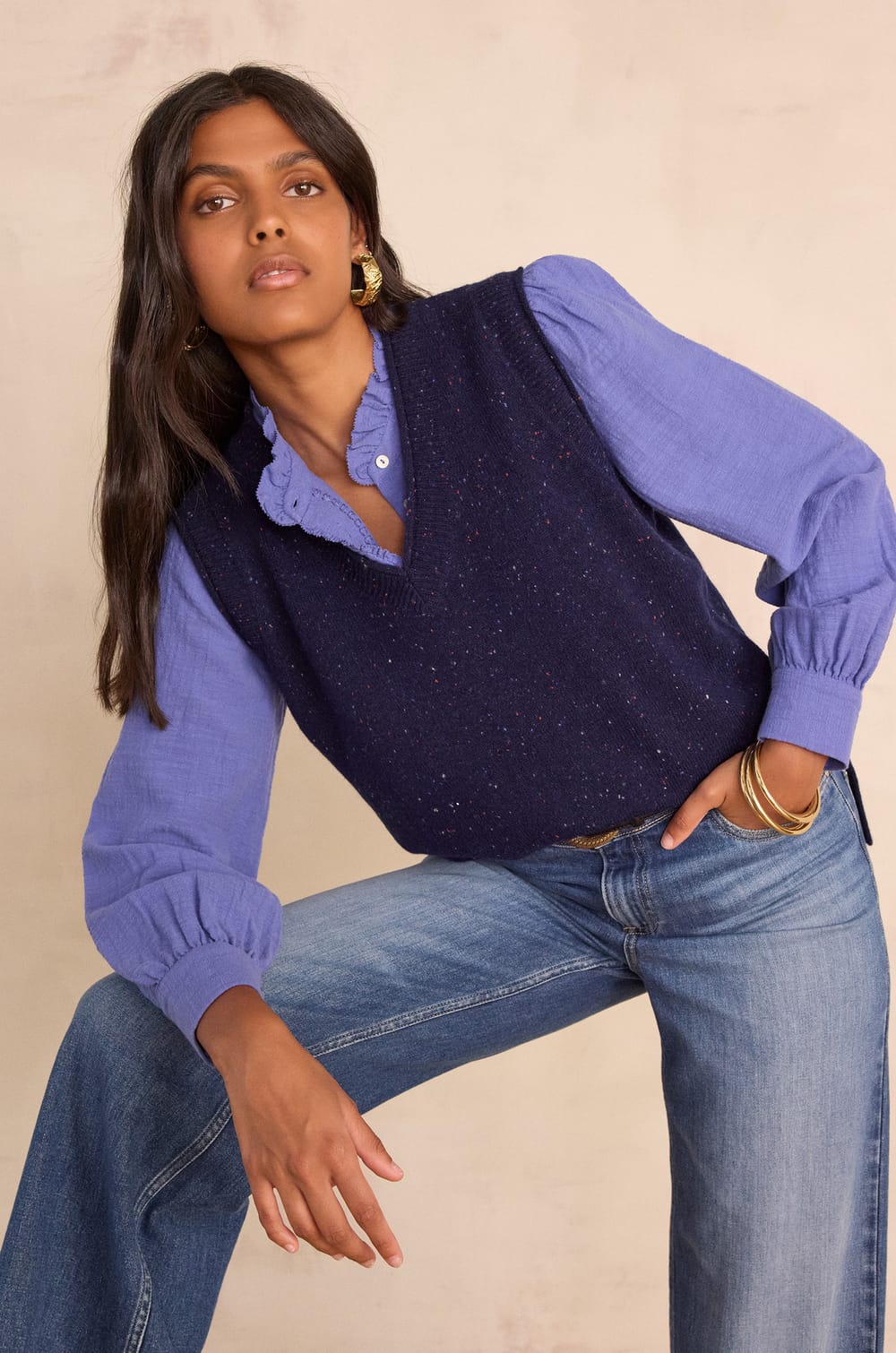 BASILE sleeveless jumper in 100% wool