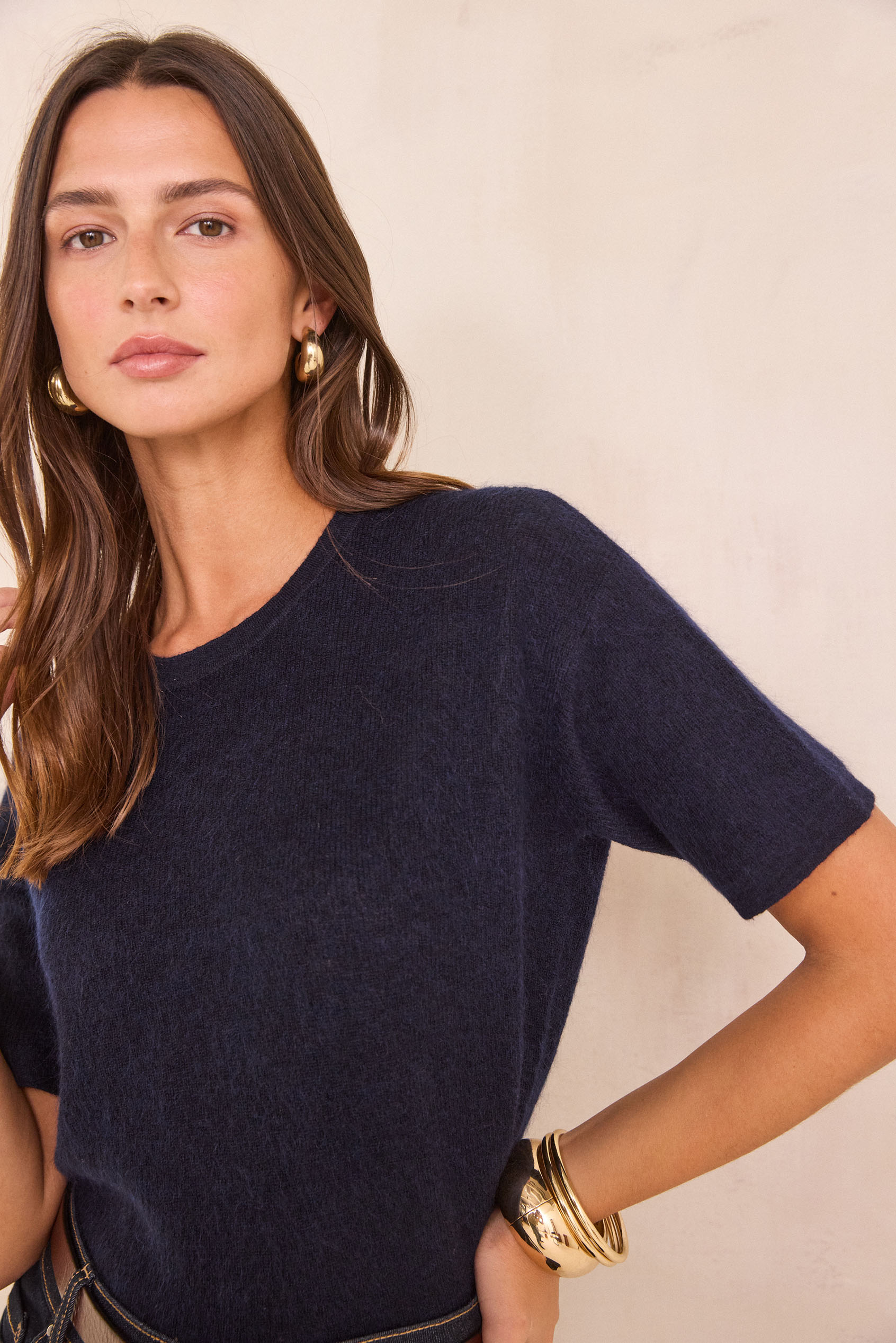 Short-sleeved mohair and wool jumper PAOLO BIS