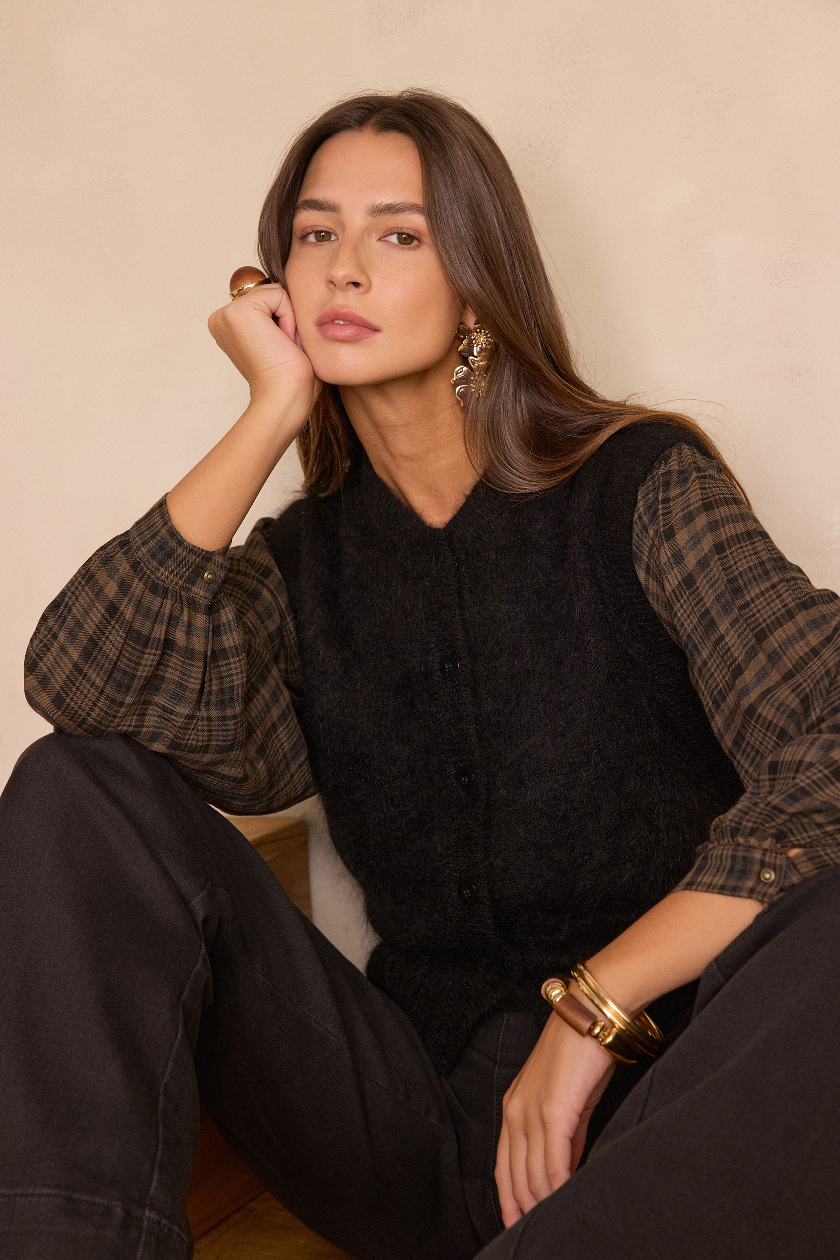 LOULOU sleeveless cardigan in mohair and wool