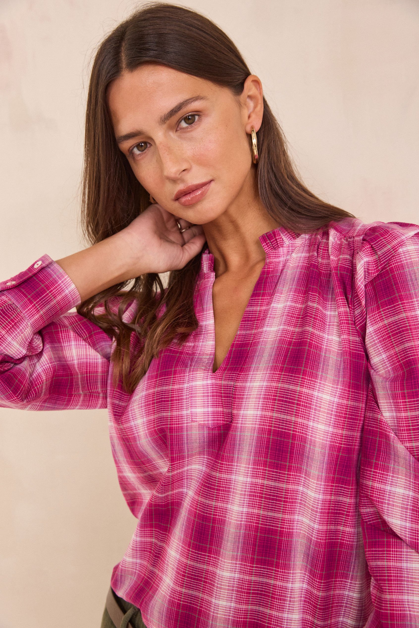 Checkered blouse in 100% cotton DINA
