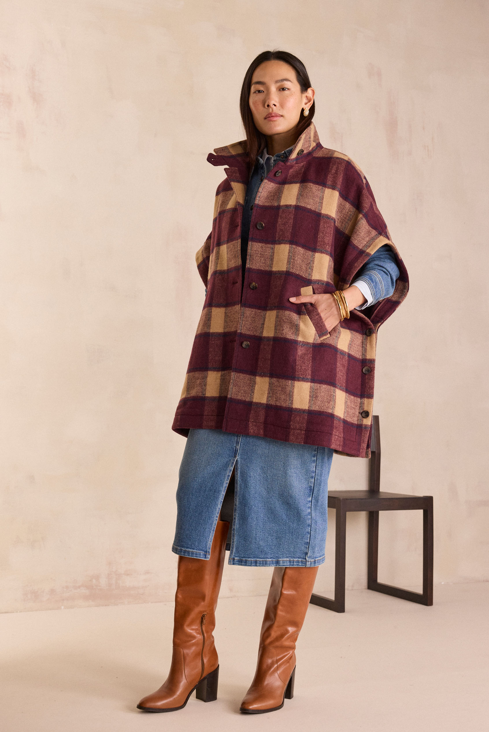 DOLLY Checked Cape Coat