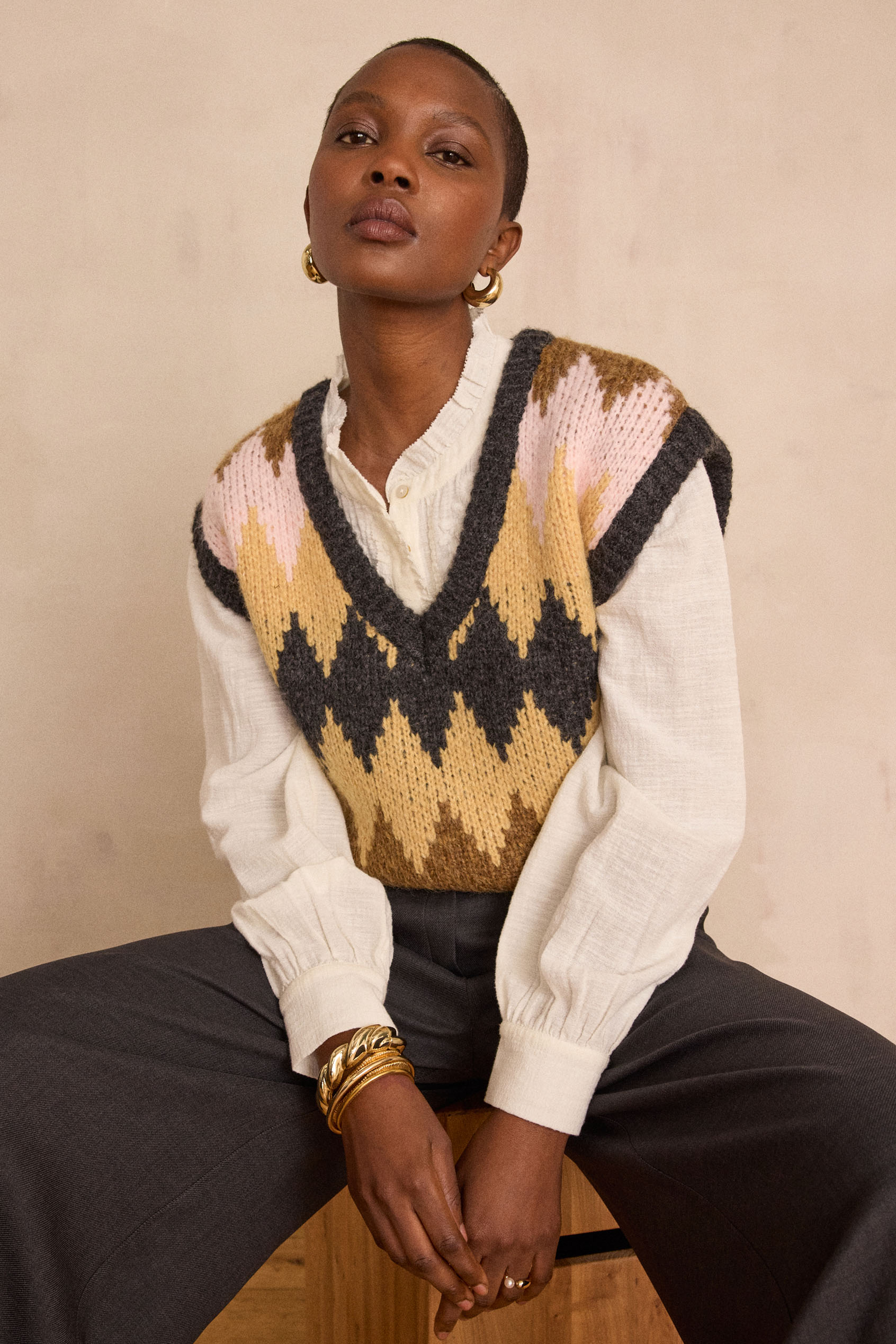 Sleeveless jumper with geometric pattern BLAZE BIS