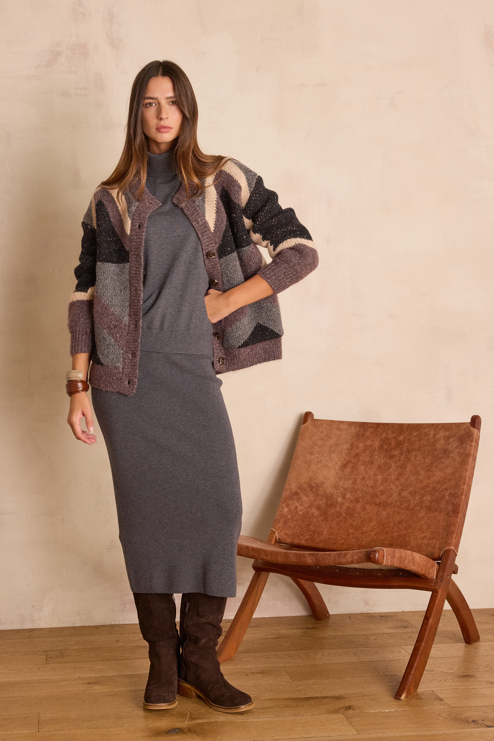 CHARLOTTE straight wool skirt