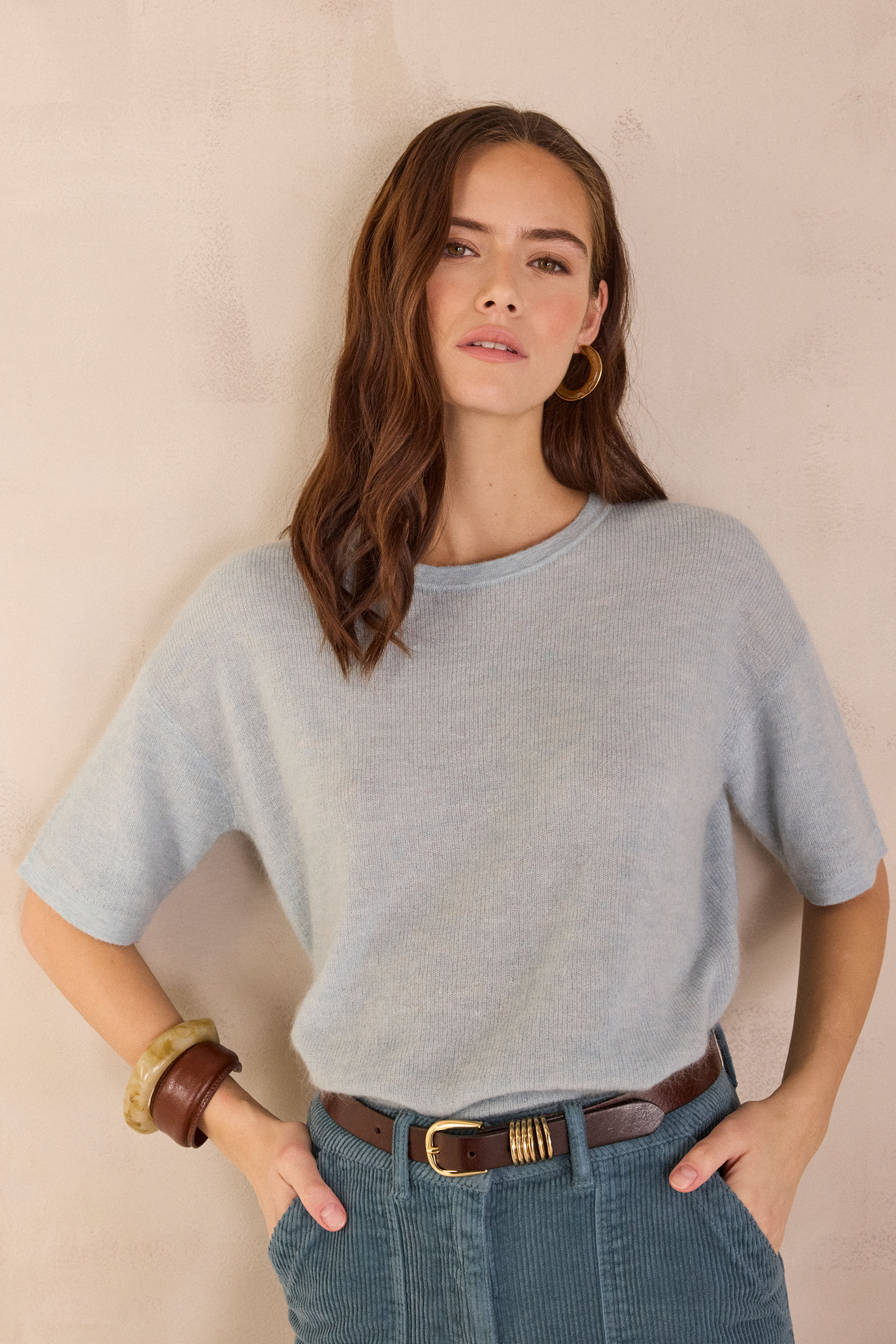 Short-sleeved jumper in mohair and wool PAOLO BIS