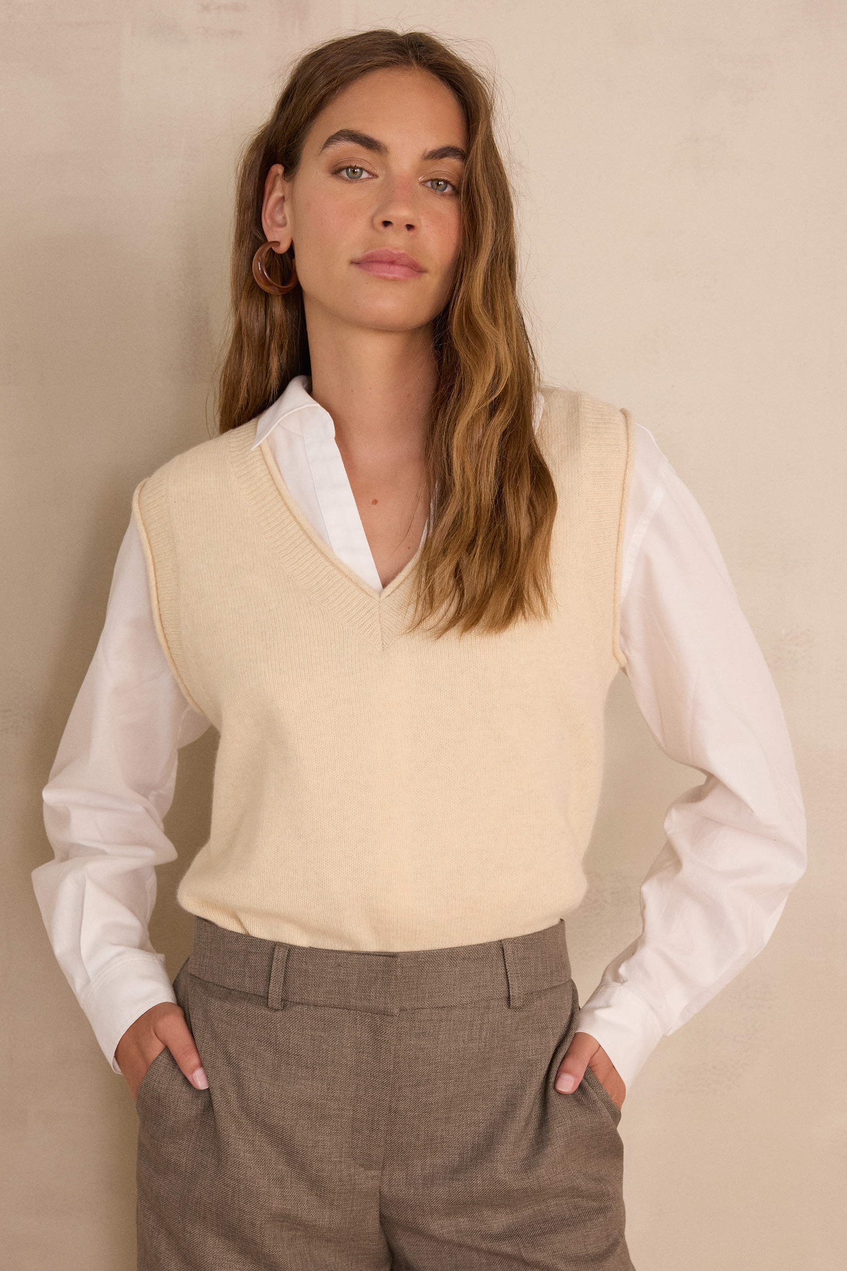 BASILE sleeveless jumper in 100% wool