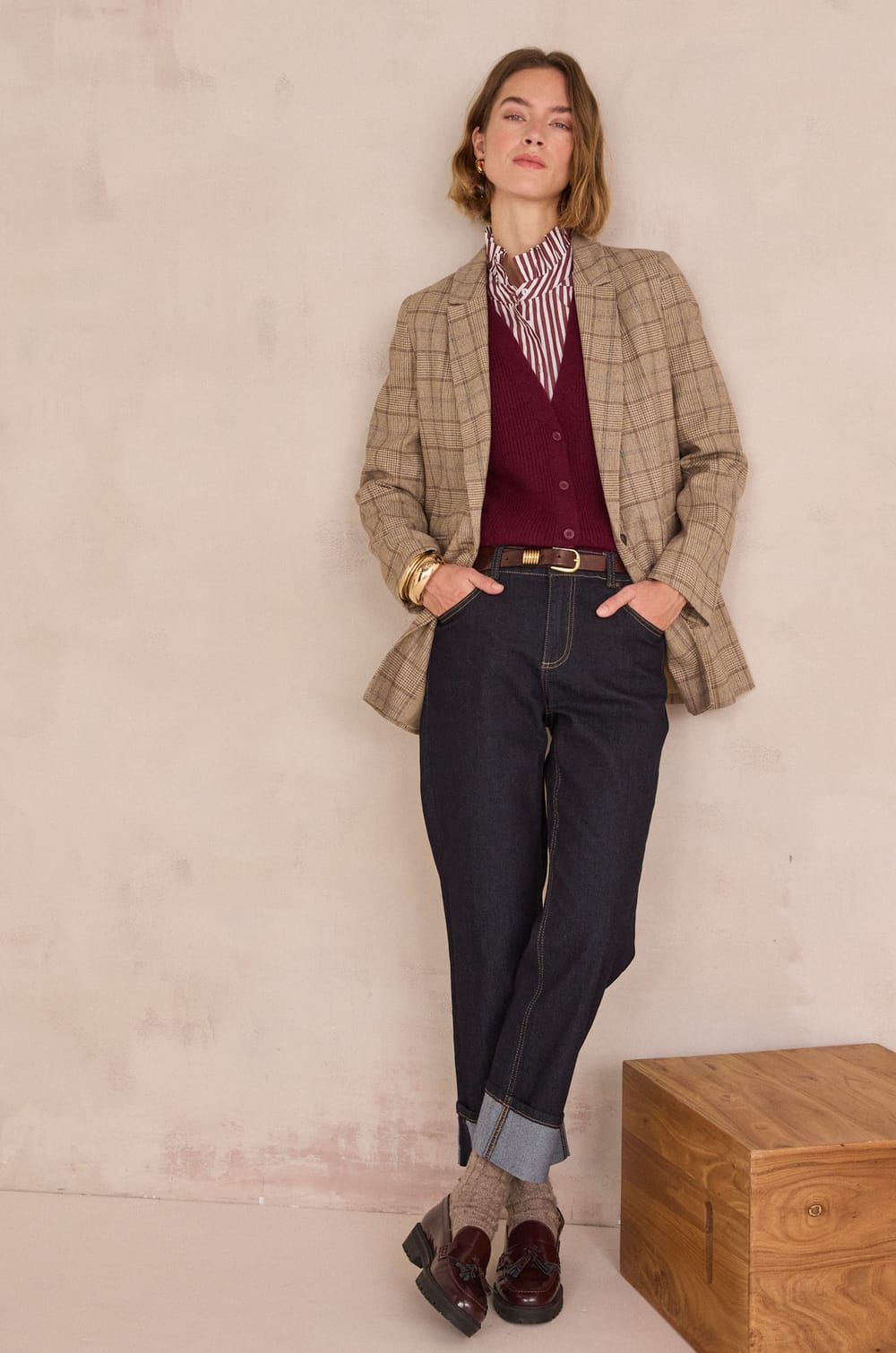 Veste de tailleur &agrave; motif Prince de Galles NELIA