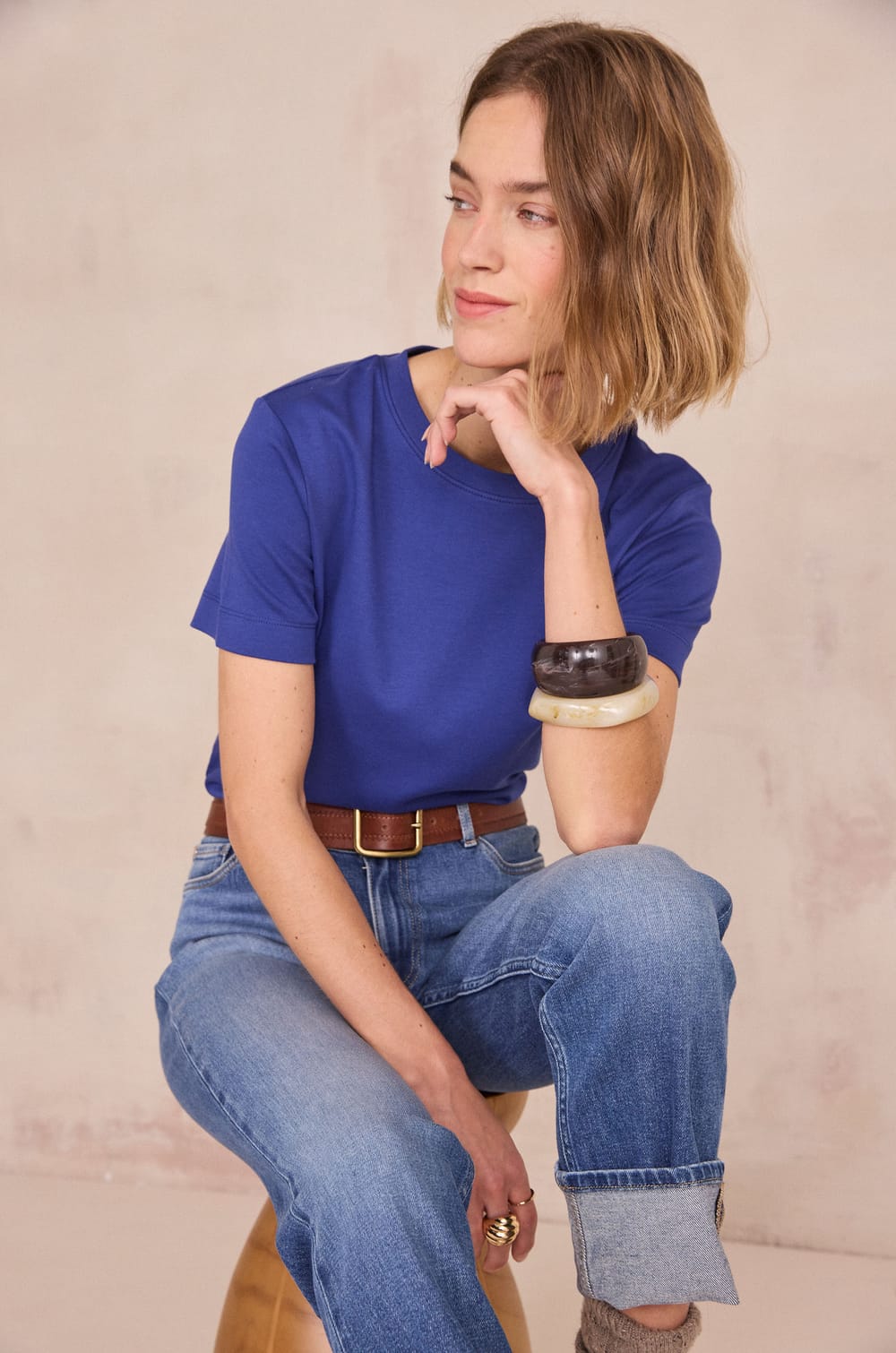 Cropped jeans with braided details ROMA