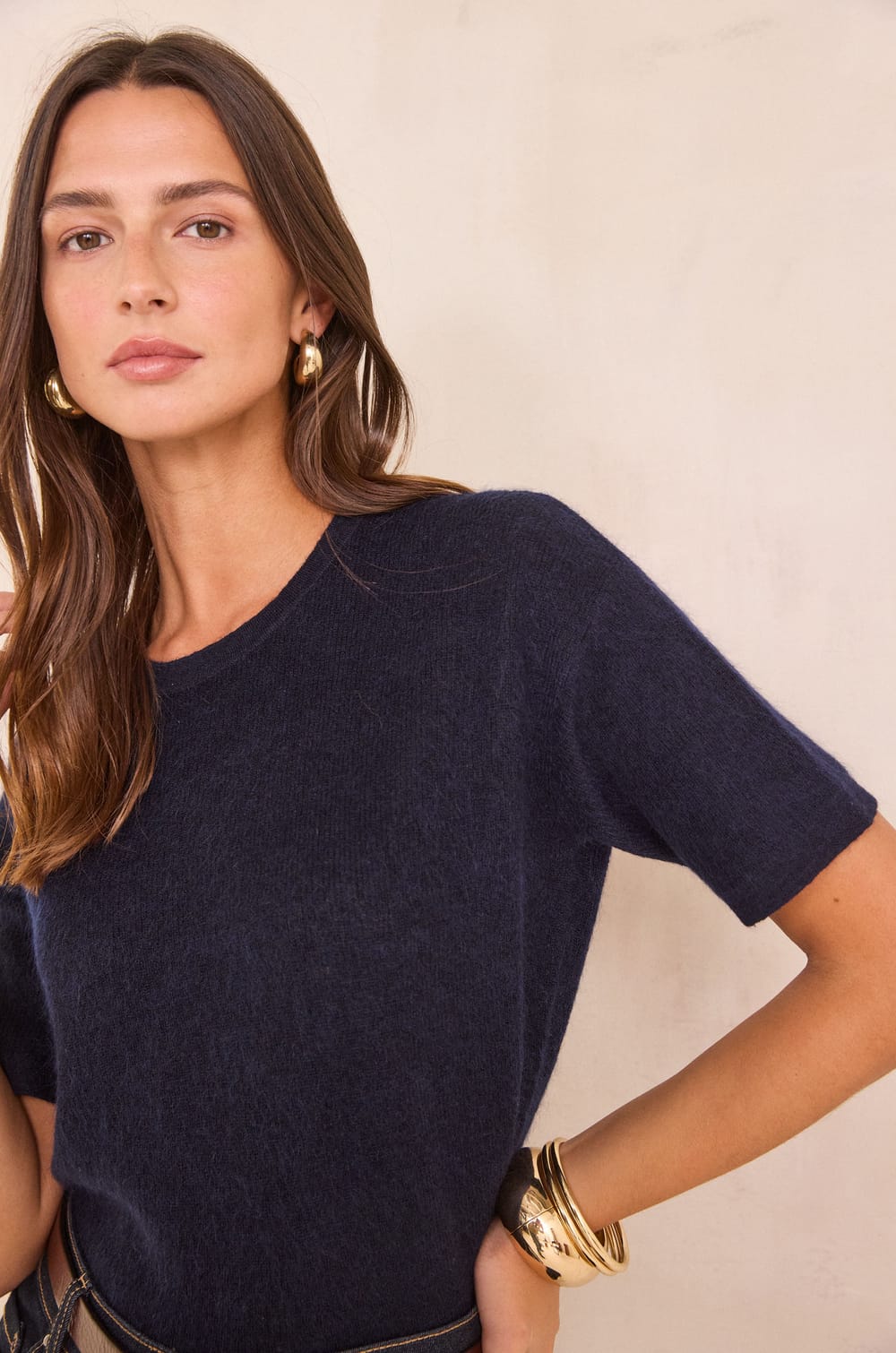 Short-sleeved mohair and wool jumper PAOLO BIS