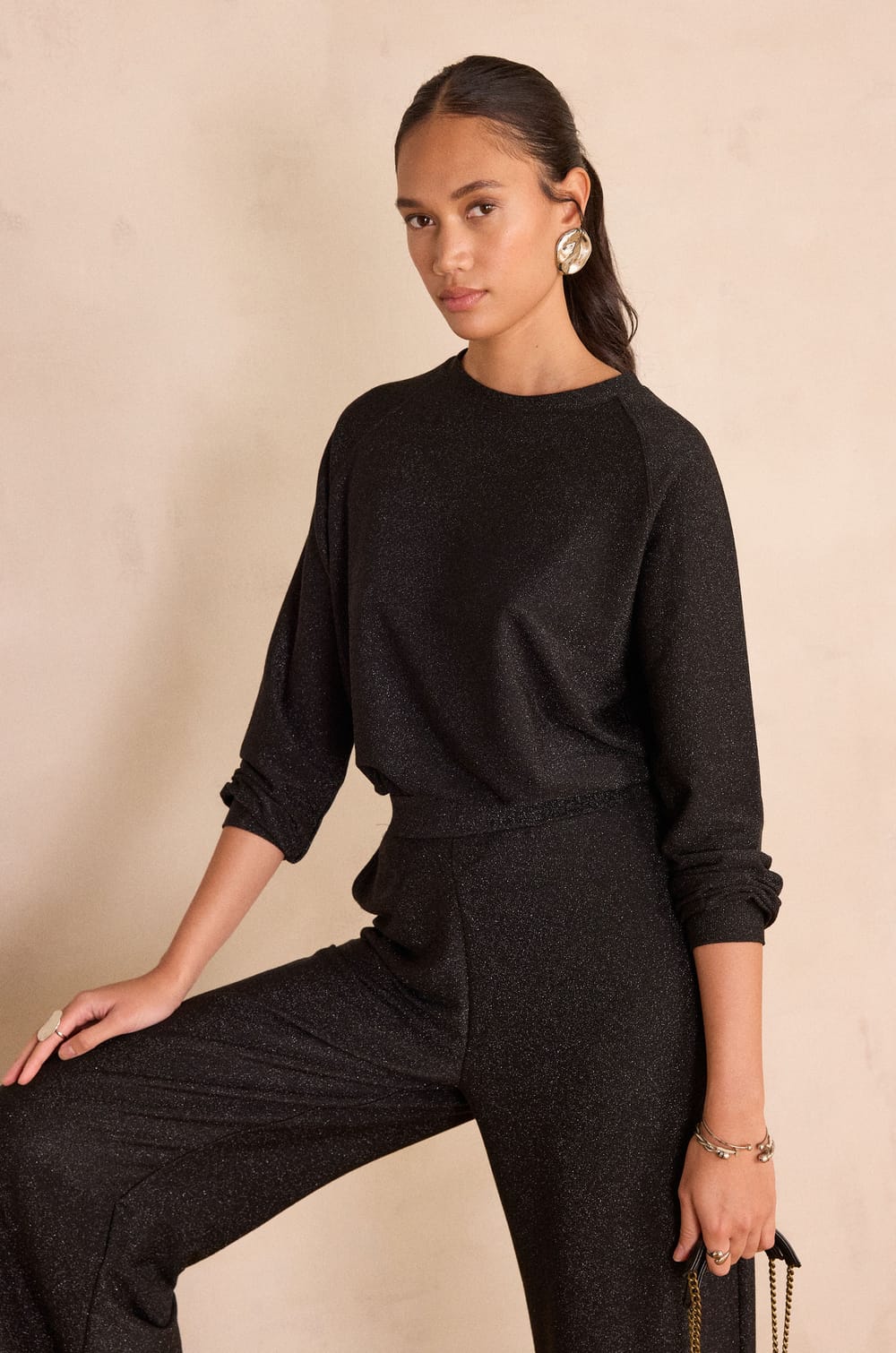 Long-sleeved sequined top FLAMME