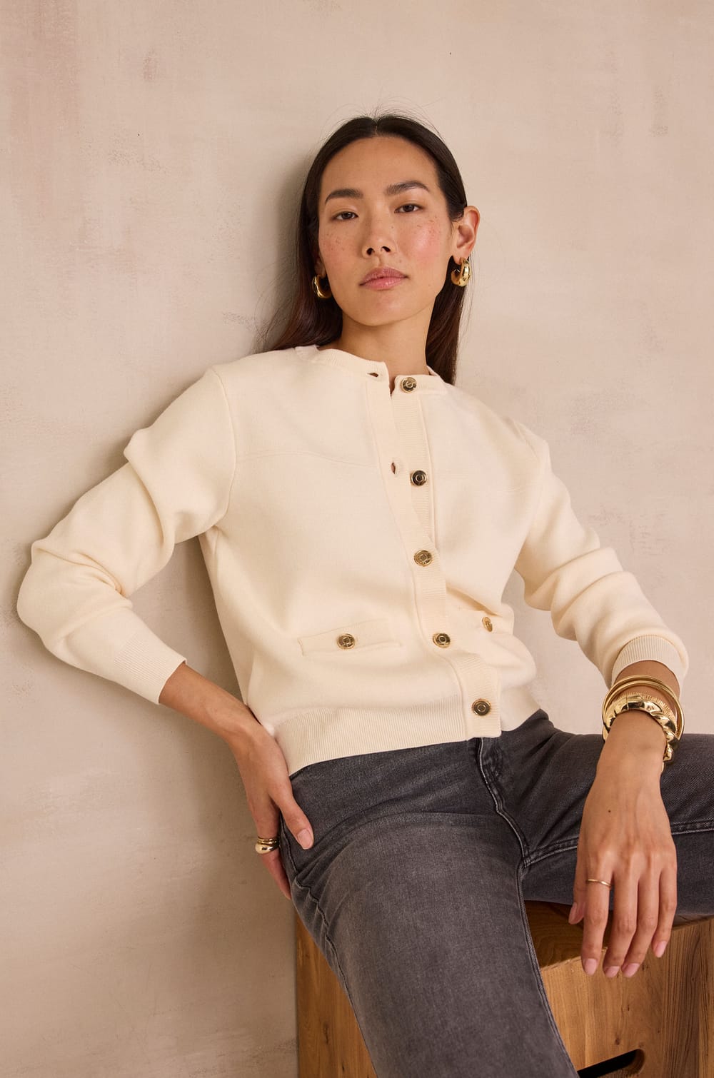 Cardigan with visible seams PETERSON