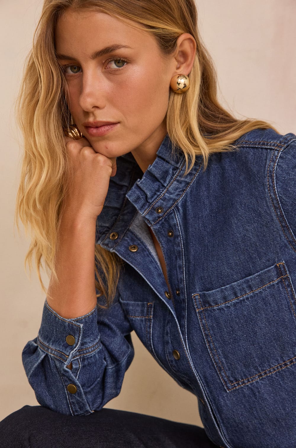 Denim blouse in 100% cotton DENISE