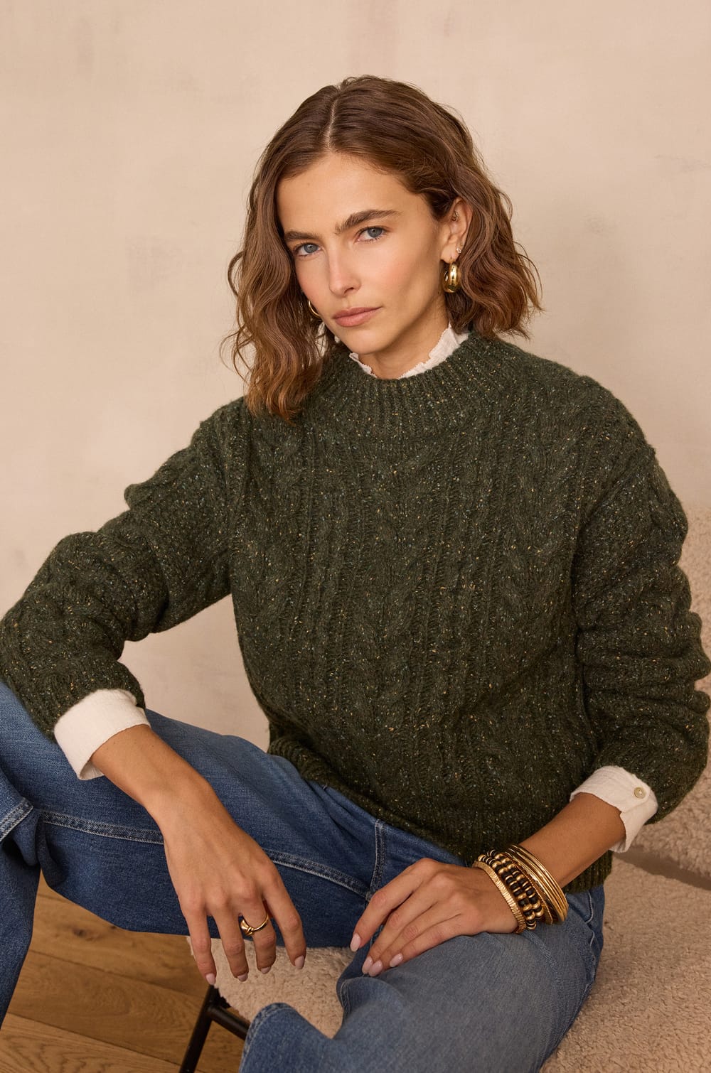 BRANDON cable-knit wool jumper
