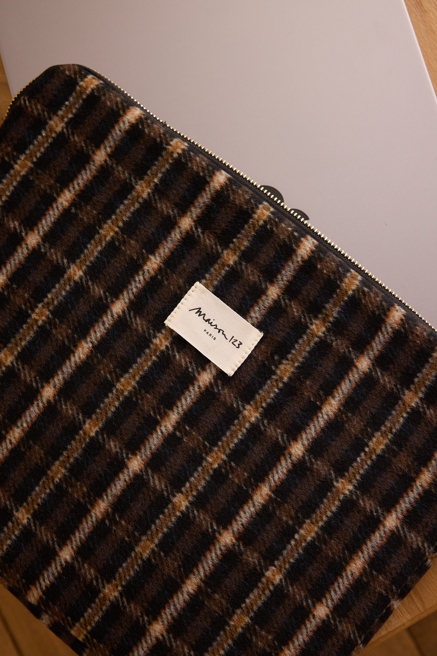 LIAM tartan pattern laptop sleeve